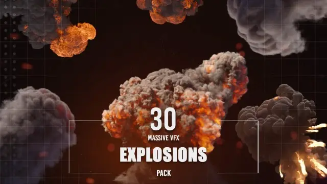 4K视频素材-31个大型爆炸浓烟特效合成VFX动画 (有透明通道)