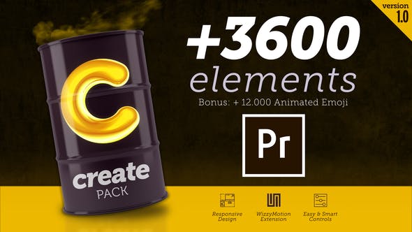 PR预设-3600种图文排版设计字幕条标题指示线图形背景转场包装动画 Create Pack for Premiere