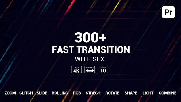 PR模板-300种缩放拉伸移动图形故障光效转场过渡预设 Fast Transitions