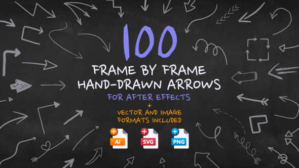 AE/PR模板-100种手绘卡通定格箭头动画 Frame By Frame Hand Drawn Arrows