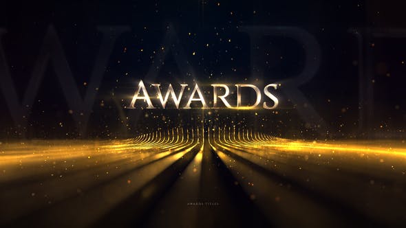 AE模板-金色粒子线条文字标题活动颁奖开场片头 Awards Titles