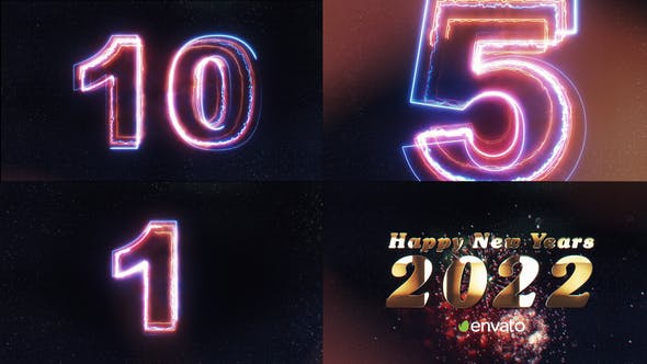 AE模板-10秒新年倒计时2022新年快乐开场片头 New Year Countdown