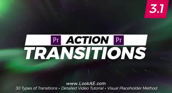 PR模板-30个弹跳旋转平移滚动模糊转场预设 Action Transitions + 使用教程