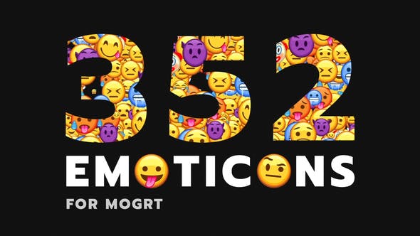 PR模板/AE模板-352个社交聊天可爱Emojis表情动画包 Emoticon – Animated Emojis Pack