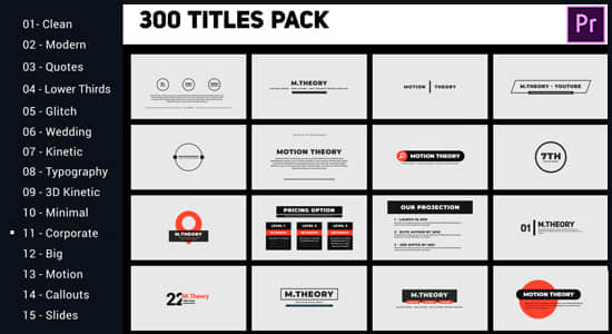 Premiere预设模板-300个现代商务婚礼简洁迷你创意文字标题排版设计动画