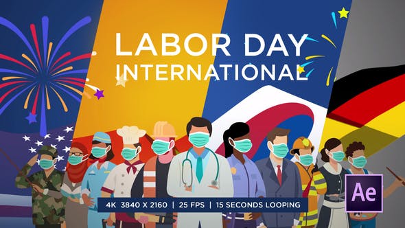 AE模板-五一国际劳动节MG动画片头 Happy Labor Day International