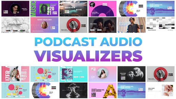 AE模板-20种音频可视化图形包装宣传动画 Podcast Audio Visualizers
