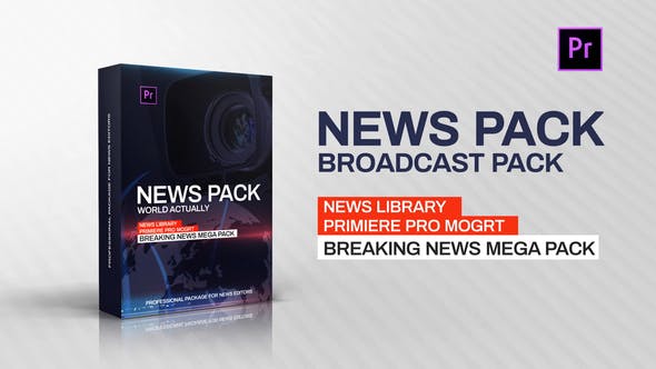 Premiere预设-电视新闻广播栏目包装PR预设动画 News Library – Broadcast Pack