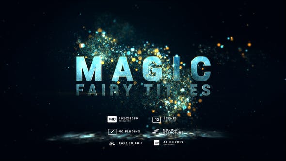 AE模板-漂亮优雅魔法粒子动画文字标题开场 Magic Fairy Particles Titles