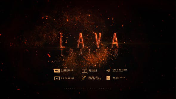 AE模板-大气火焰粒子文字标题开场片头动画 Impact Lava Fire Trailer