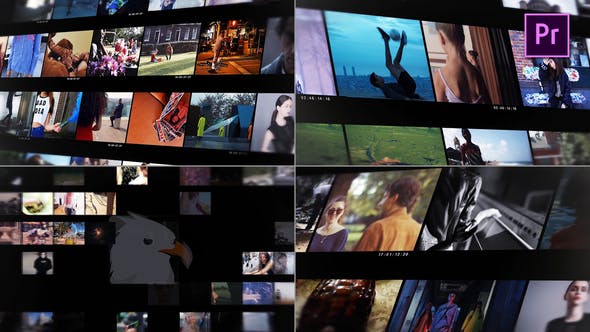 PR模板-现代多画面组合视频墙展示动画 Modern Video Frame