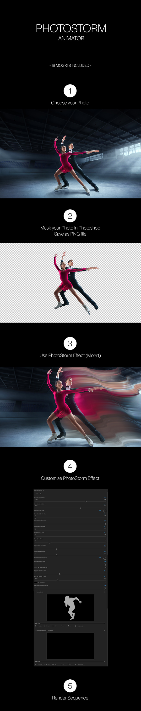 AE/PR模板-图像拖尾流动视觉特效动画 PhotoStorm Animator PR模板 第1张