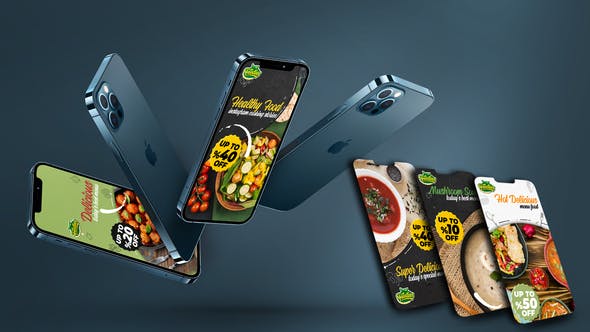 AE模板-手机端美食促销宣传包装项目-cooking food instagram stories