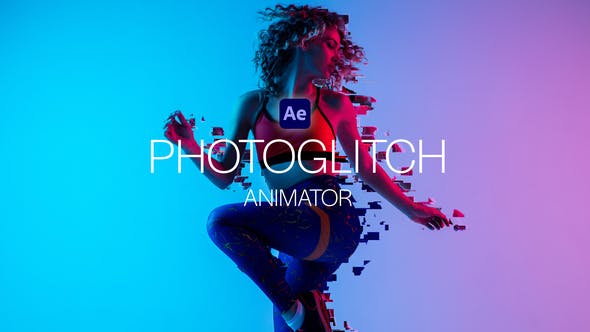AE/PR模板-图像边缘故障损坏视觉特效动画 PhotoGlitch Animator