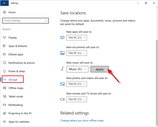 Windows10如何更改保存新内容的存储位置-2