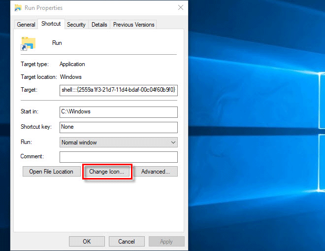 如何在Windows10桌面上创建运行命令的快捷方式-8