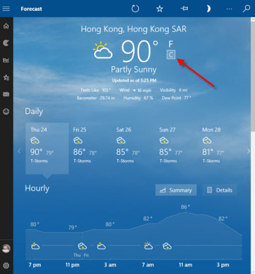 如何在Windows10中显示摄氏度温度-4