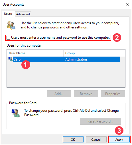 在Windows10中启用或禁用自动登录的3种方法-2