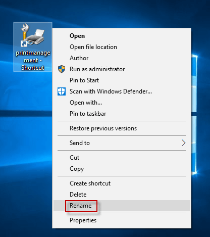 在Windows10桌面上创建打印管理快捷方式的3种方法-5