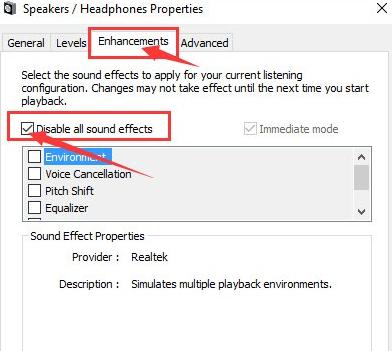 在Windows10中禁用音频增强功能-2