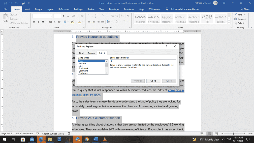 如何删除Microsoft Word文档中的多个页面-1