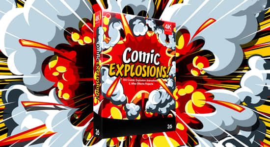 150个动漫卡通烟雾爆炸MG动画特效 BBV26-视频素材+AE工程