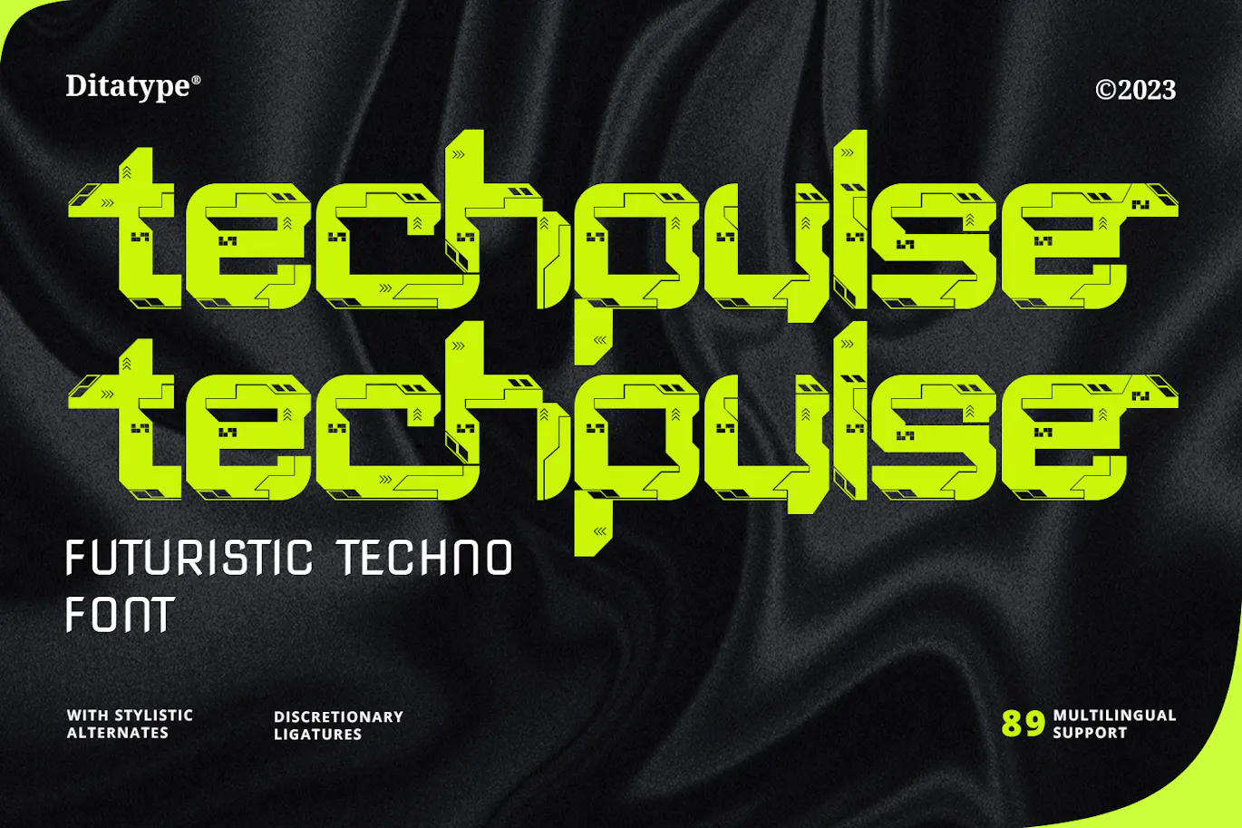 科技电路板图案的英文装饰字体 - Techpulse