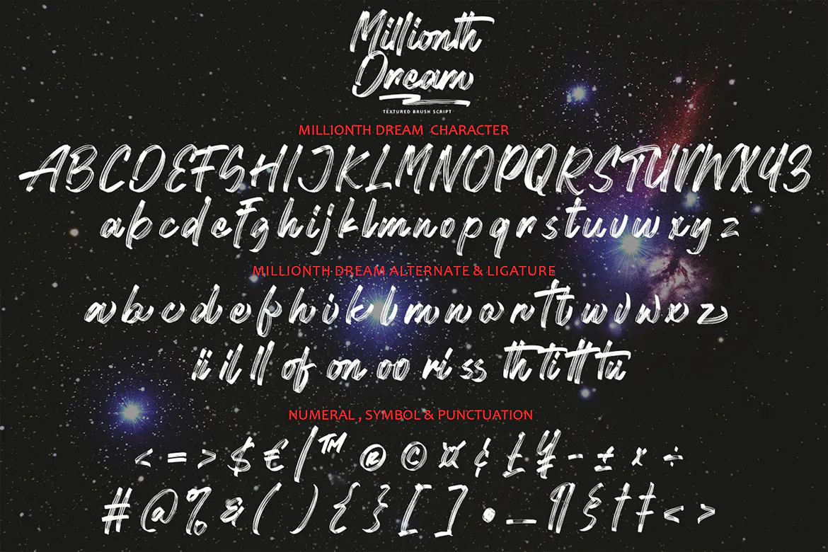 笔刷效果英文手写装饰字体 - Millionth Dream 设计字体 第3张