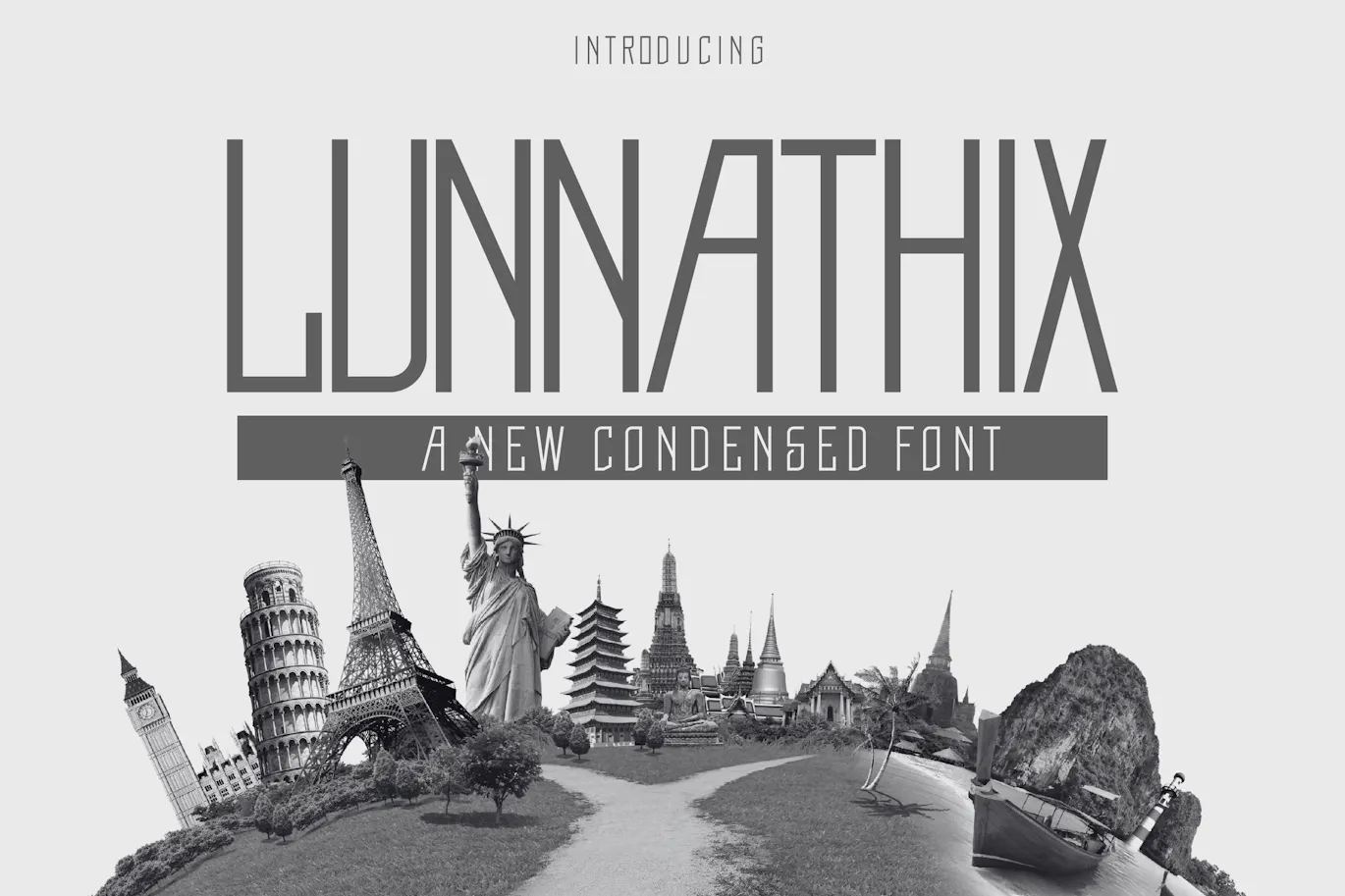 优雅的压缩窄体英文无衬线字体 - Lunnathix 设计字体 第1张