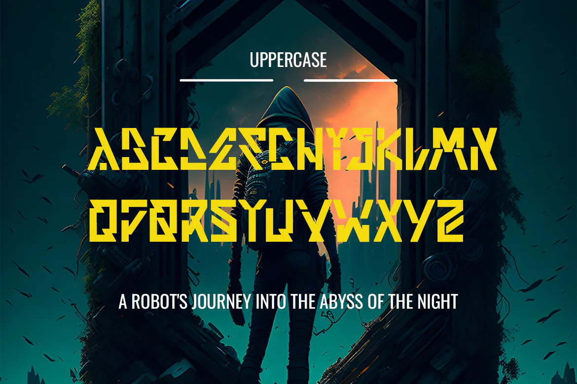科幻未来电子赛博格机器感的英文装饰字体 - Qrunzvord 设计字体 第1张