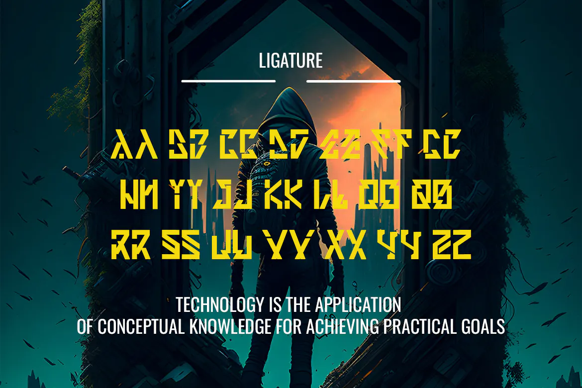 科幻未来电子赛博格机器感的英文装饰字体 - Qrunzvord 设计字体 第7张