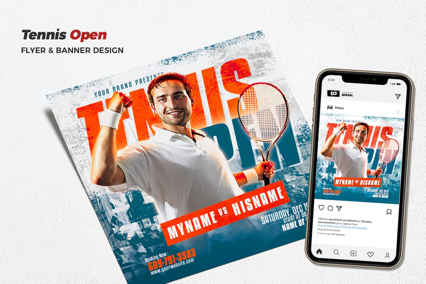 网球营海报设计模板 Tennis Camp-1