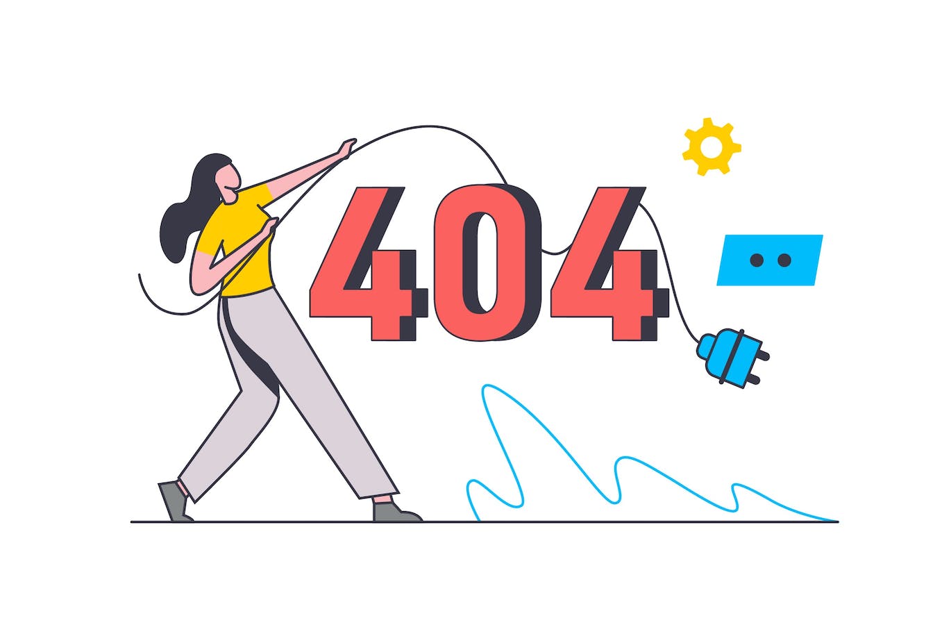404错误概念扁平线条插画 404 Error Flat Line Concept-1
