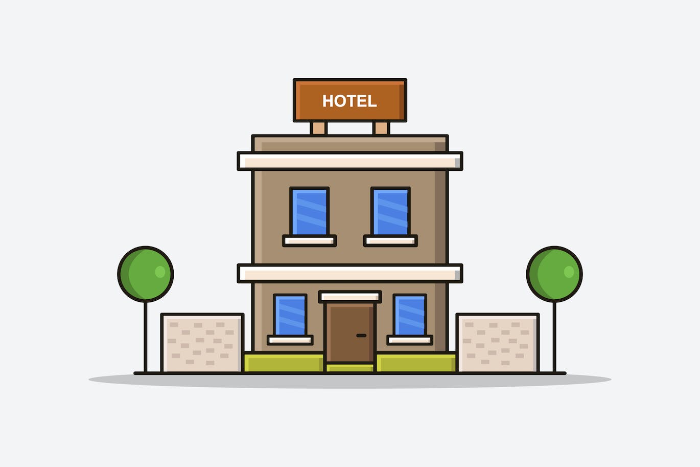 卡通风格酒店矢量图形 Cartoon Style Hotel In Vector-1