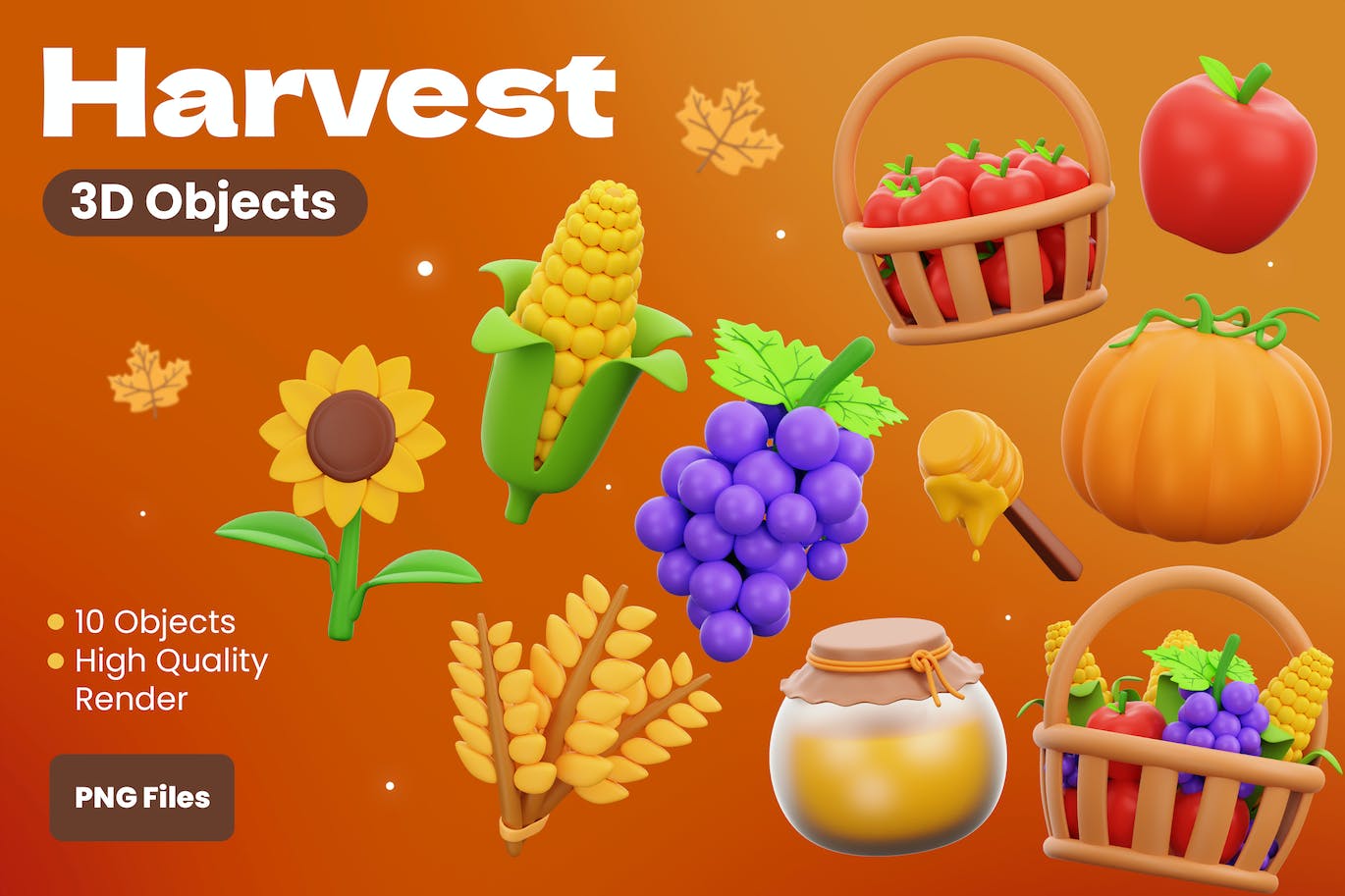丰收食品3D插画 Harvest 3D Illustrations-1