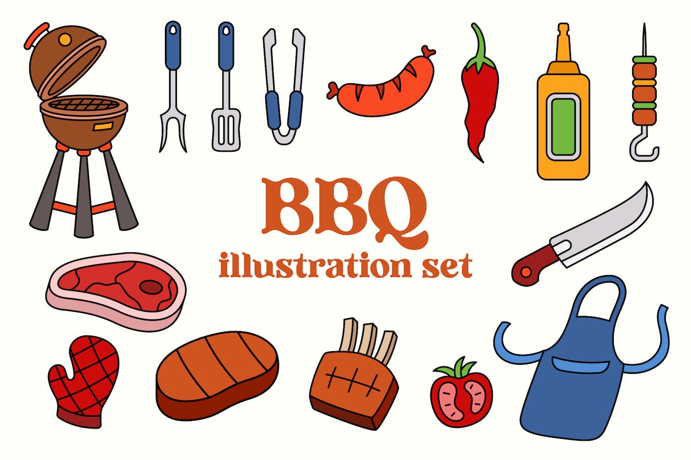 BBQ烧烤元素插画集 BBQ Illustration Set-1