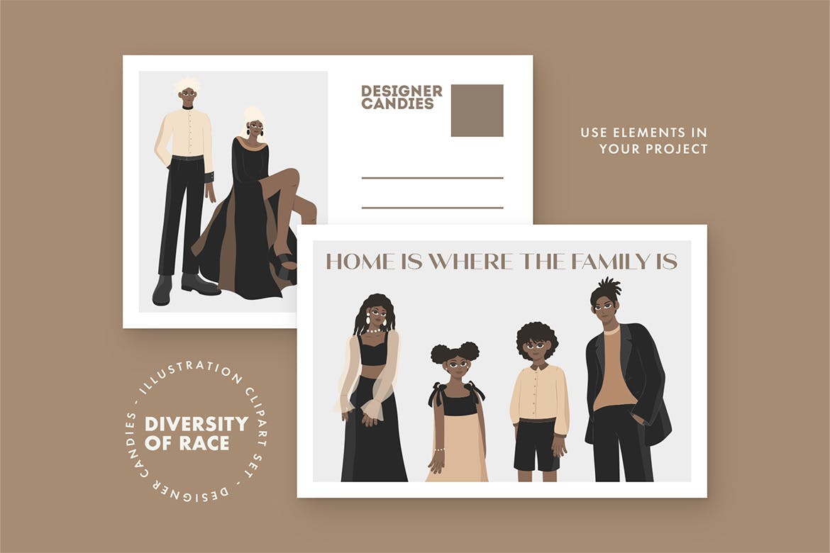 非洲家庭人物插画集 African Family Illustrations Set-2