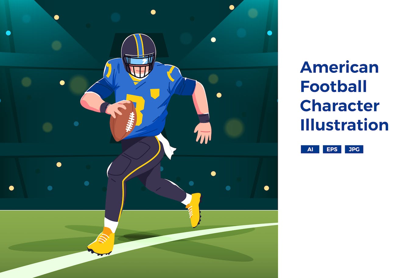 美式足球人物插画 American Football Character Illustration-1