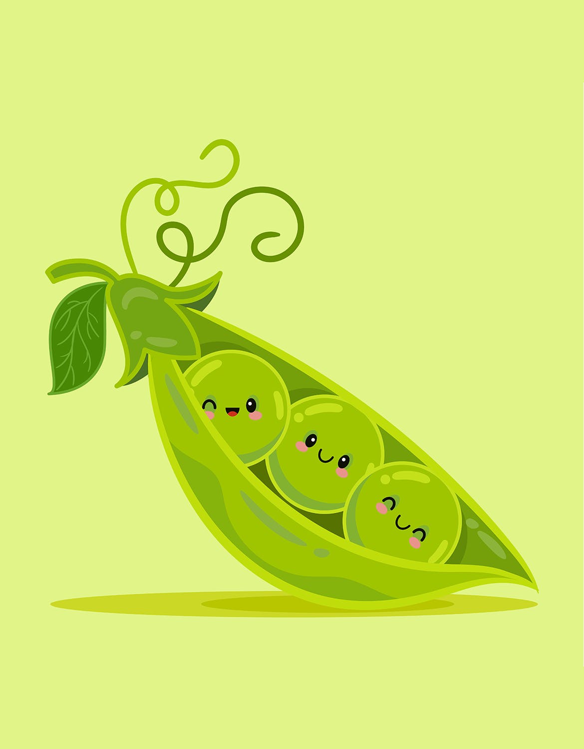 豌豆荚卡通插画 Peas in a Pod Cartoon Illustration-2