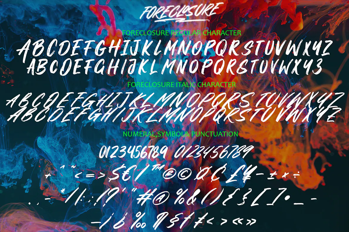 粗糙仿旧元素的英文手写笔刷字体 - Foreclosure - Brush Font 设计字体 第4张