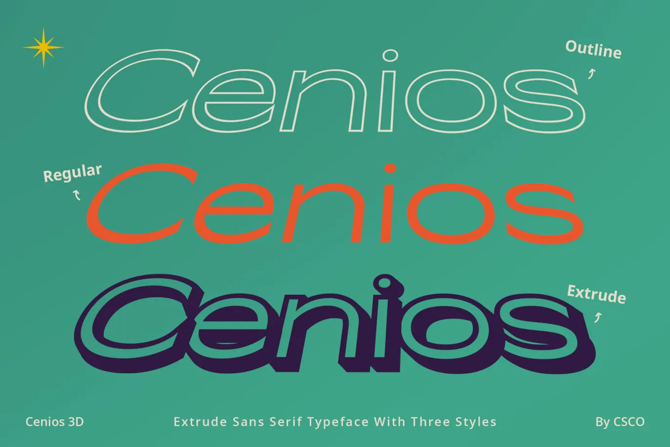 3D效果无衬线风格英文字体 - Cenios 3D 设计字体 第4张
