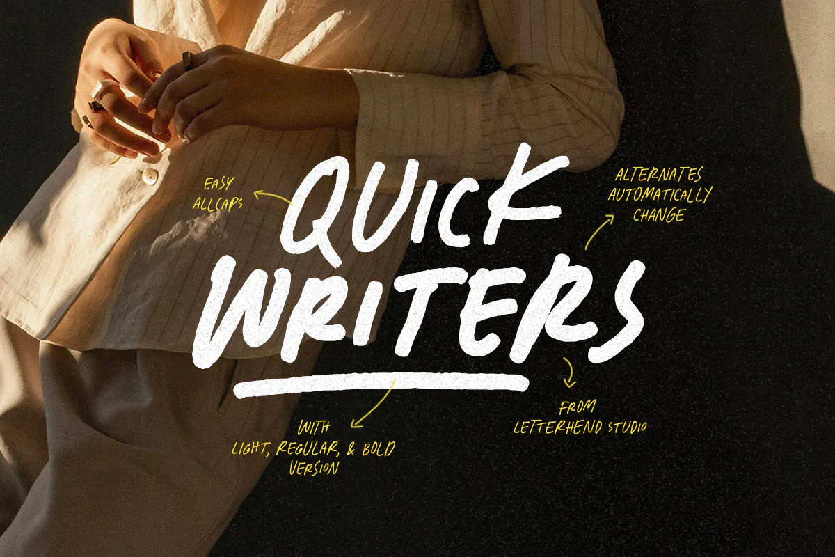 自然流畅的有机手写字体 - Quick Writers 设计字体 第1张
