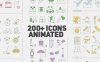 AE模板-200个简约线条图标动画包 Icons Library