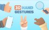 AE模板-50种三维卡通可爱手势触控操作动作动画 3D Hand Gestures Mockup Device