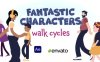 AE模板-二维卡通奇妙人物角色步行走路MG循环动画