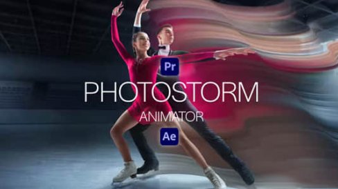 AE/PR模板-图像拖尾流动视觉特效动画 PhotoStorm Animator
