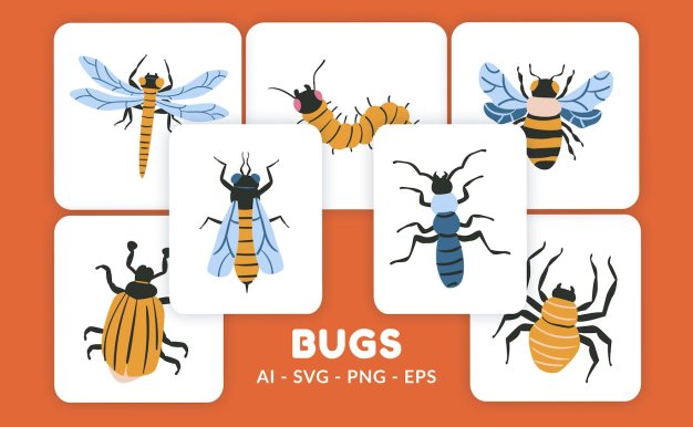 昆虫虫子矢量插画v2 Bugs Vector Illustration v.2