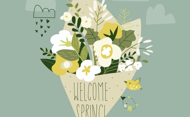 可爱的春天花束矢量插画 Cute spring bouquet of flowers. Vector illustratio
