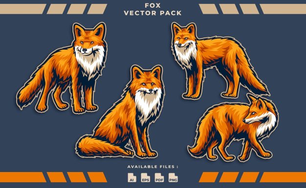 狐狸动物矢量插画 Fox Animal Vector Illustration Pack