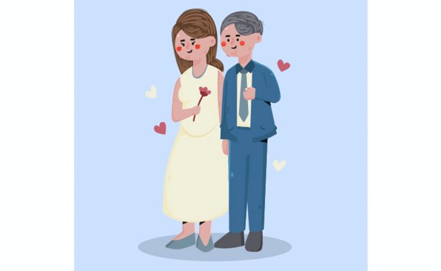 婚礼情侣人物矢量插画 Wedding Couple Illustration